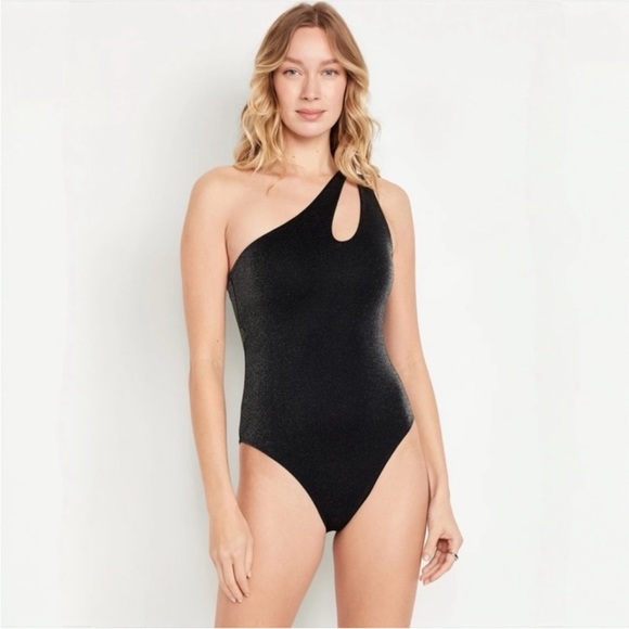 Old Navy Other - Old Navy Black One Shoulder Shine Swimsuit Women's Large